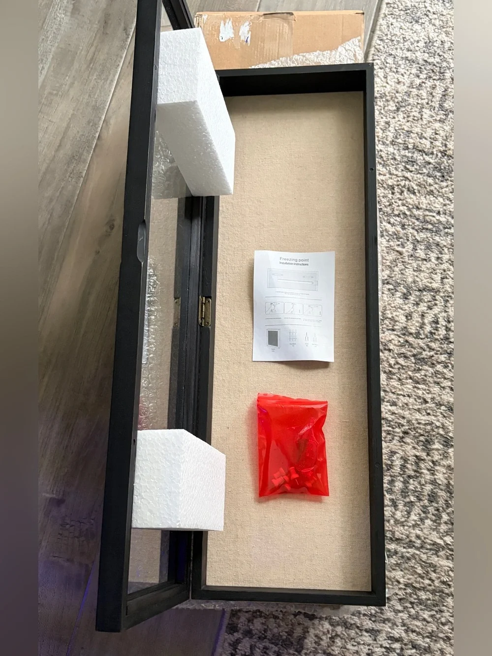 Tall Narrow Shadow Box Display Frame in Black and Beige